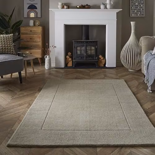 Mayfair Hand-Knotted Natural Wool Living Room Area Rug in Beige/Sand, W/D: 120 x 170 cm – 2