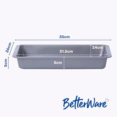 Betterware Essentials Non-Stick Rectangular Carbon Steel Baking Sheet in Silver, 35 cm – 5