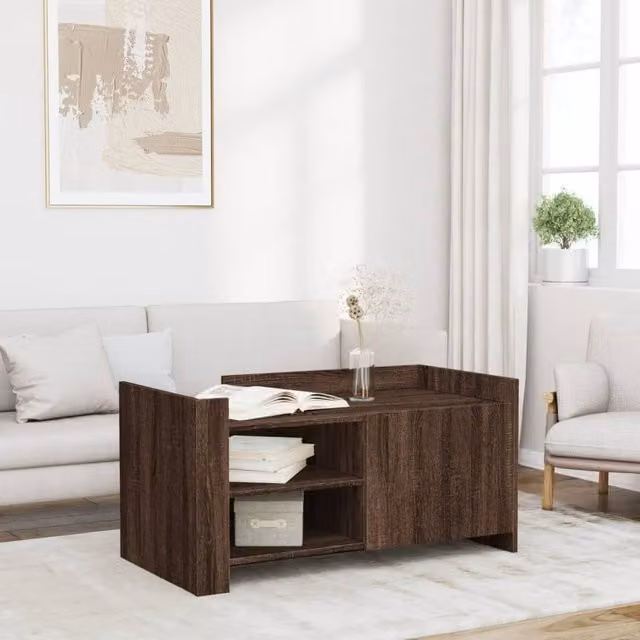 Berkfield Home Brown Oak Coffee Table, W/D/H: 100 x 50 x 50 cm