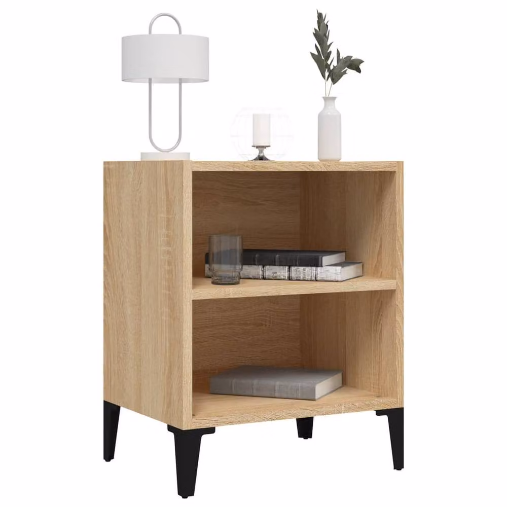 Berkfield Home Bed Cabinet in Sonoma Oak and Brown with Metal Legs, W: 40 cm, D: 30 cm, H: 50 cm – 3