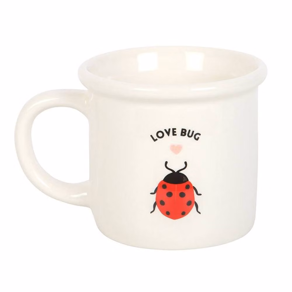 Uniqueful Love Bug Ceramic Mug with 3D Ladybird in White, 360 ml – 2