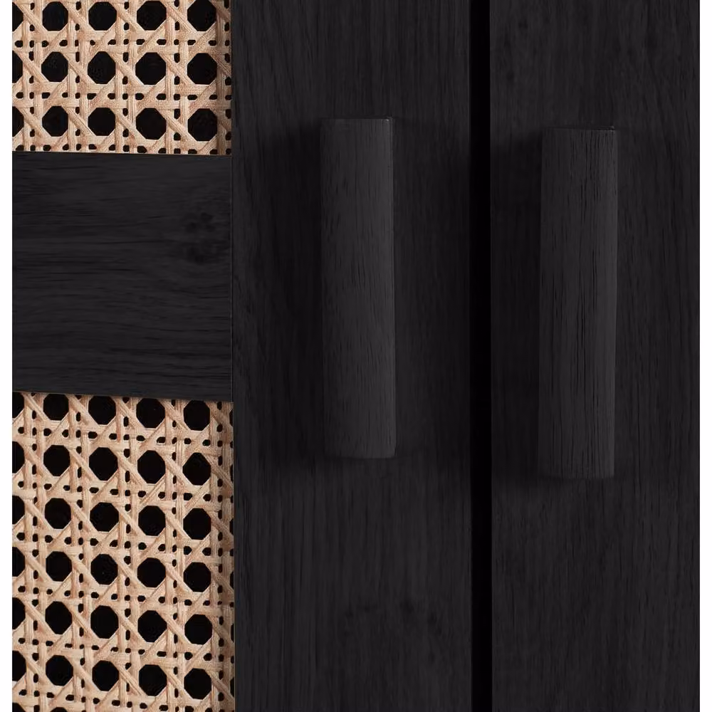 Cheshire Premium Sydney 2 Door Black Rattan Wardrobe with Full Hanging Space – 4