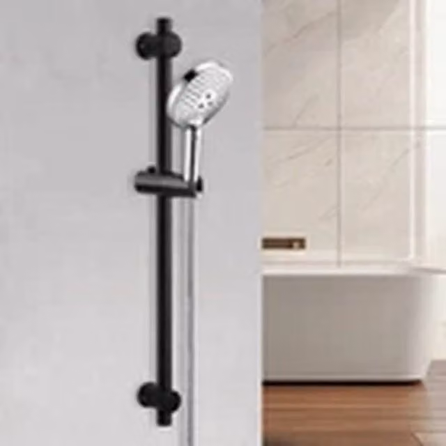 EONLION Wall Mounted Adjustable Stainless Steel Shower Riser Rail Head Holder in Matt Black