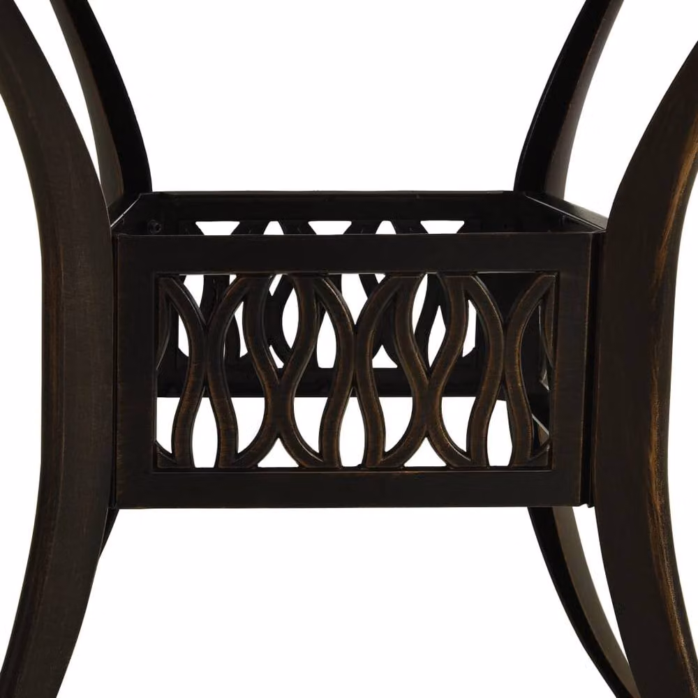 Berkfield Home Round Garden Table in Brown Cast Aluminium W/D/H: 90 x 90 x 74 cm – 3