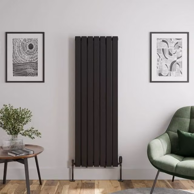 Temprazo Black Vertical Designer Radiator, H 160 x W 53 cm