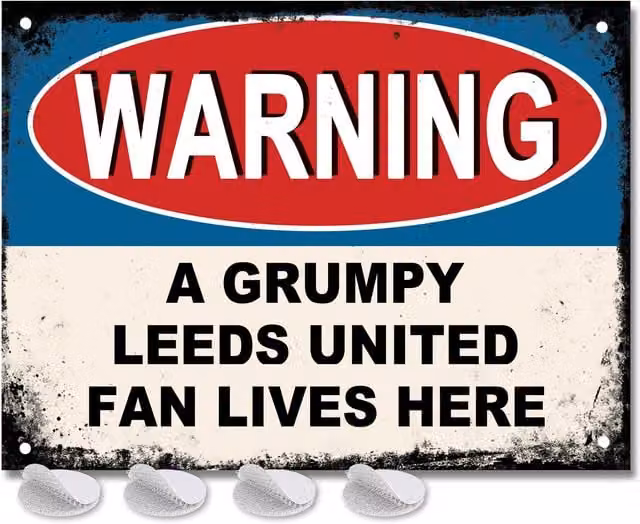 FireShack Leeds United Grumpy Football Fan Metal Wall Sign, Blue