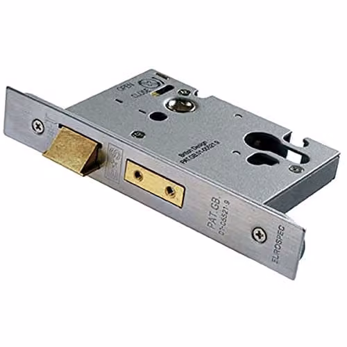 Loops Euro Profile Architectural Sashlock 76mm Satin Stainless Steel Door Latch in Silver