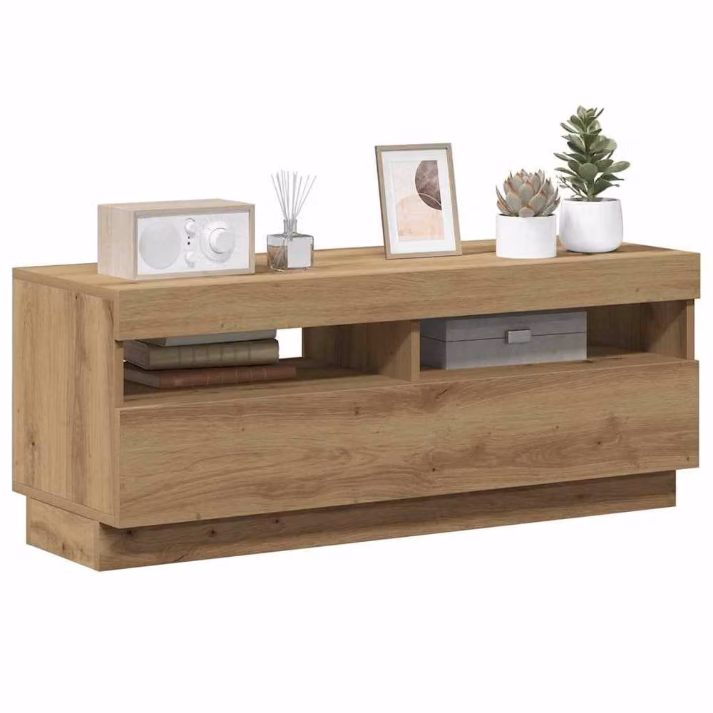 Berkfield Home Artisan Oak TV Cabinet with LED Lights, W/D/H: 100 x 35 x 40 cm – 4