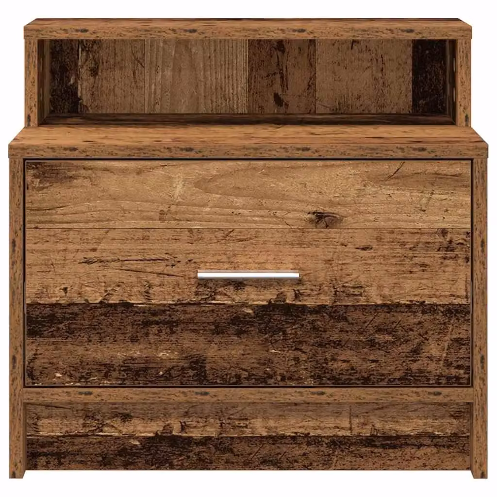 Berkfield Home Set of 2 Bedside Cabinets with Drawer in Old Wood Brown, W/D/H: 51 x 31 x 47 cm – 4