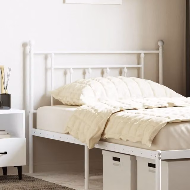 Berkfield Home Classic Metal Headboard in White, Width: 100 cm – 1
