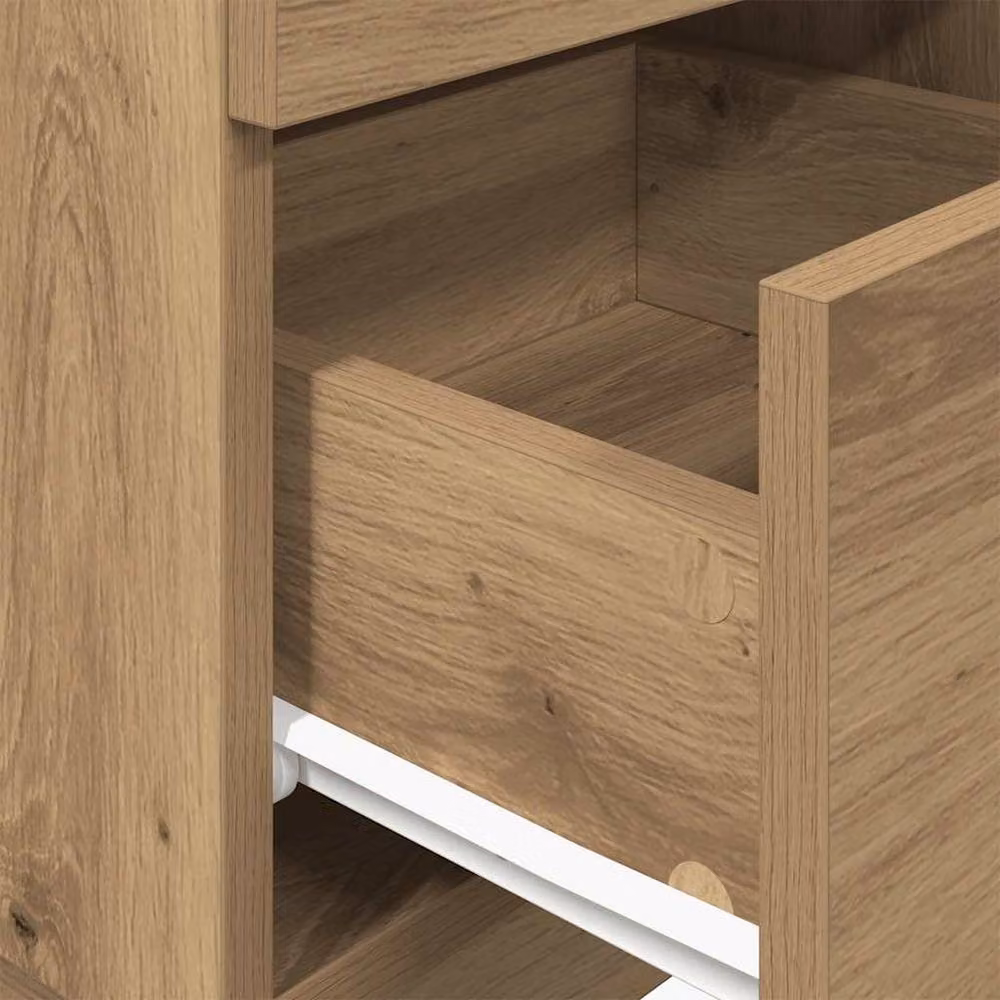 Berkfield Home Artisan Oak Bedside Cabinet with 2 Drawers, Brown, W/D/H: 36 x 36 x 68 cm – 3