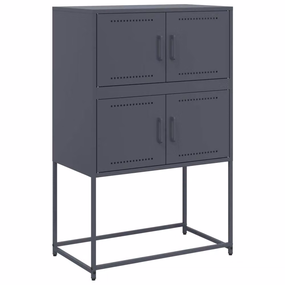 Berkfield Home Anthracite Steel Sideboard in Dark Grey, W: 68.5 cm, D: 38.5 cm, H: 107 cm – 2