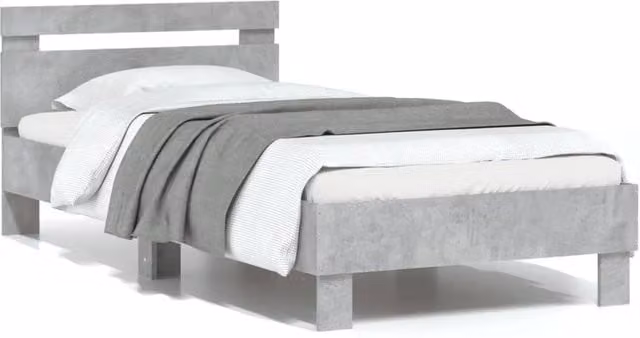 Berkfield Home Bed Frame with Headboard in Concrete Grey, W/D/H: 90 x 200 cm – 1