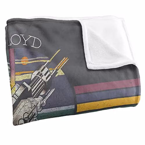 LOGOVISION Pink Floyd Welcome To The Machine Super Soft Fleece Throw Blanket in White, W/D/H: 152 x 127 cm – 2