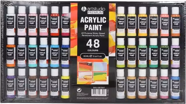 Art Studio Premium 48 Piece Multicolour Acrylic Paint Set for Professionals