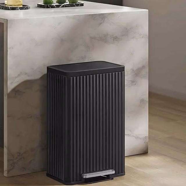 The Bazaarist Kitchen Pedal Bin with Soft Close Mechanism and Removable Inner Bucket, Ink Black