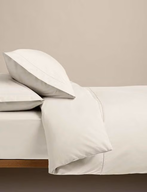 M&S Egyptian Cotton 230 Thread Count Plain Duvet Cover, Beige, W: 140 cm x H: 200 cm