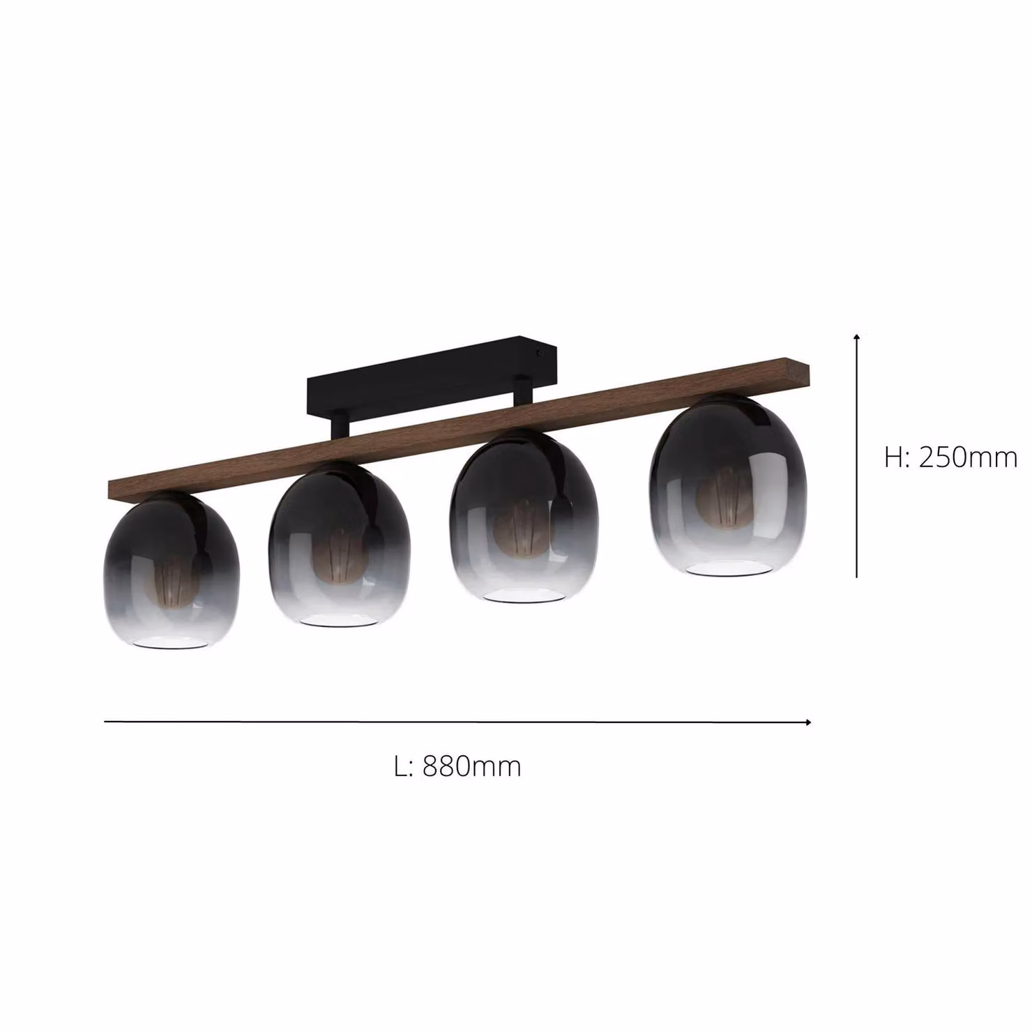 Eglo Filago Modern Round Ceiling Light in Black with Ombre Glass and Wood – 3