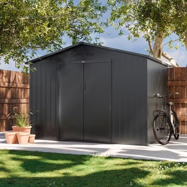 sweeek Metal Garden Shed with Anchoring Kit, Dark Grey, 5.29m² – 1