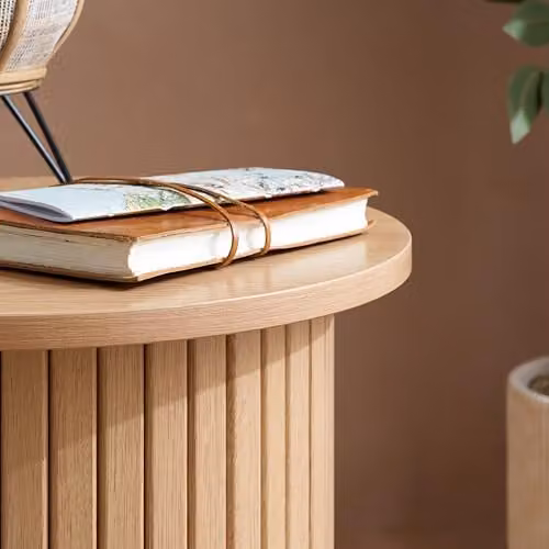 Birlea Axel Fluted Round Side Table in Oak Brown – 4