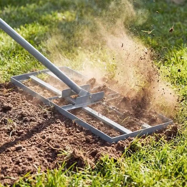 KORVIXA Silver Metal Effort-saving Landscape Lawn Leveling Rake – 1