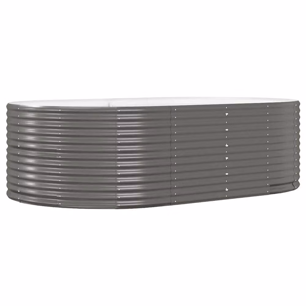 Berkfield Home Garden Grey Powder-coated Steel Raised Bed W/D/H: 212 x 140 x 68 cm – 2