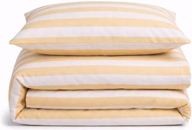 Sweet Dreams Lyndon Wide Stripe Duvet Cover and Pillowcase Set in Light Sand, Size: 200 x 200 cm – 1