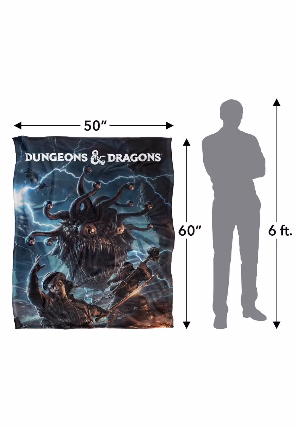 Hasbro Dungeons and Dragons Monster Manual Art Fleece Blanket, Multicolour, W/D/H: 152 x 127 cm – 8