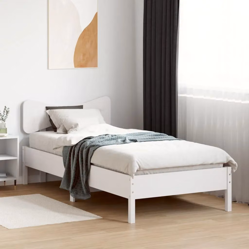 Berkfield Home White Solid Pine Wood Bed Frame W/D/H: 100 x 200 cm – 2