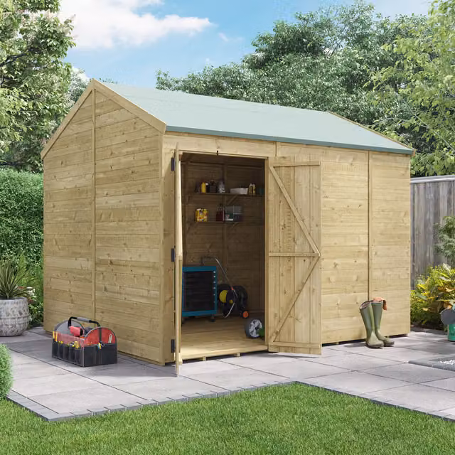 BillyOh Rustic Brown Wooden Apex Shed with Floor and Gable Roof
