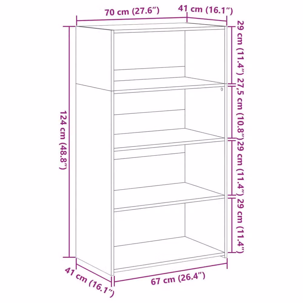 Berkfield Home Sonoma Highboard in Grey, W/D/H: 70 x 41 x 124 cm – 5