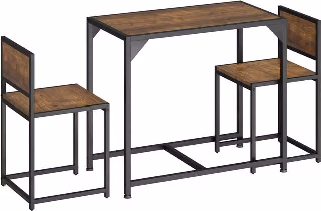 tectake Milton 3-piece Dining Table and Chairs Set in Brown