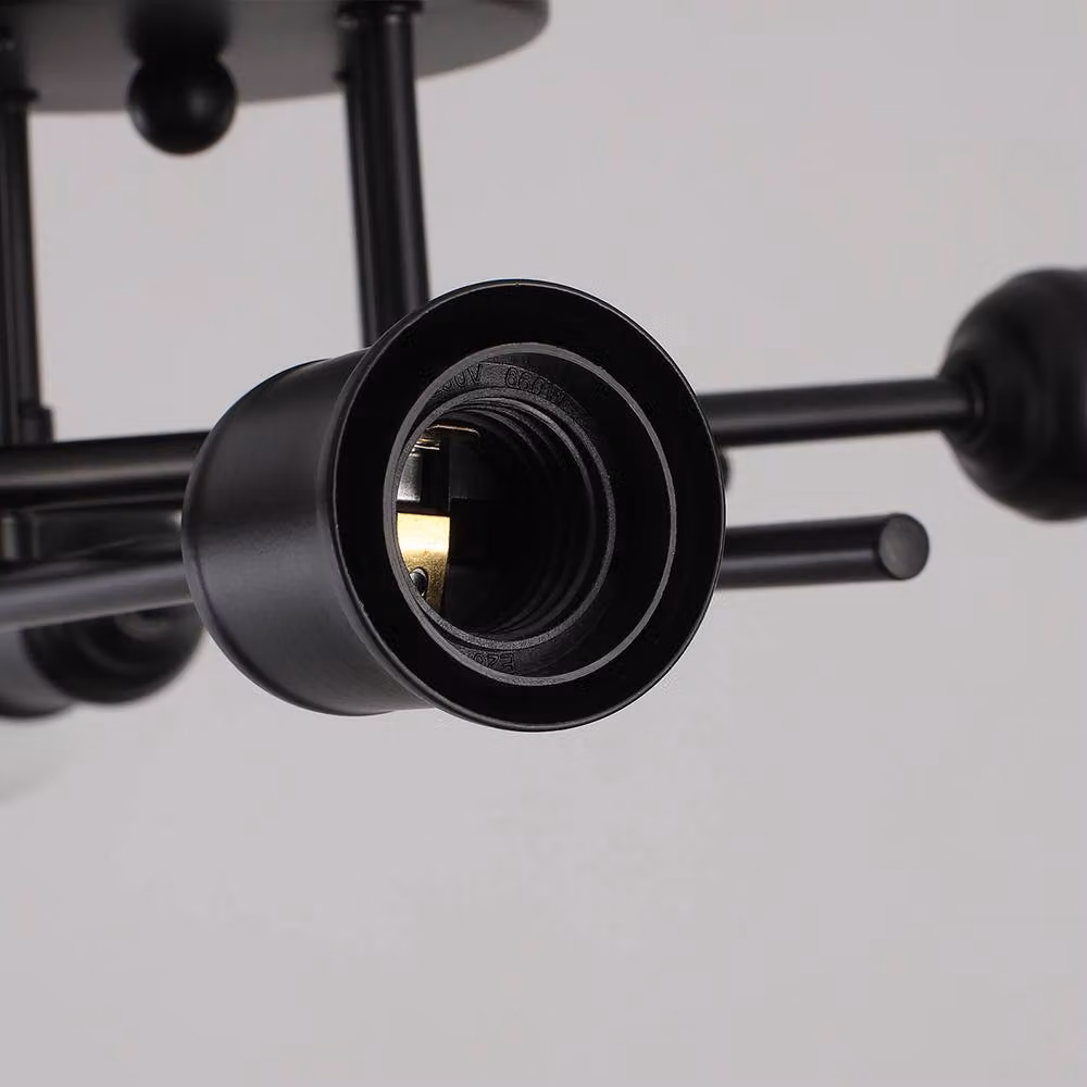 NIVOR 4-Light Industrial Sputnik Ceiling Lamp in Black with E27 Metal Design – 4