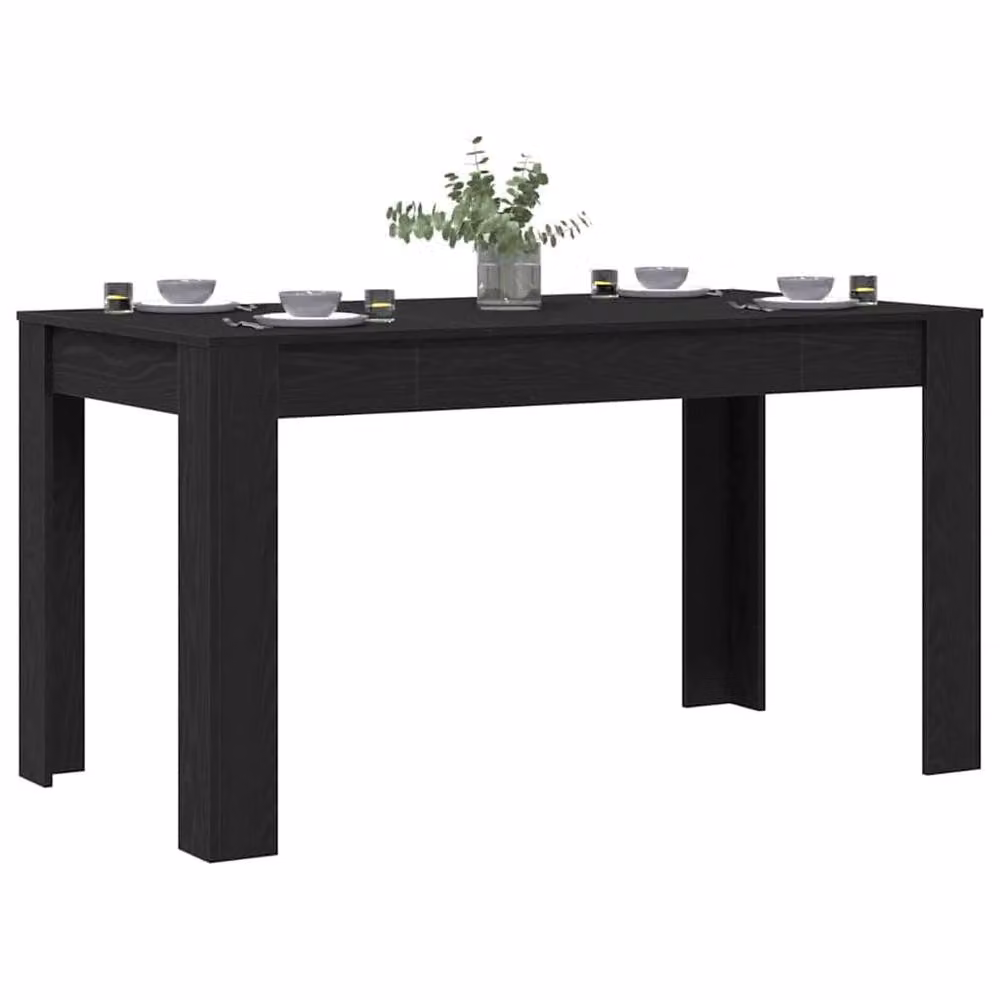 Berkfield Home Black Modern Rectangular Dining Table in Matt MDF Laminate, W/D/H: 140 x 74.5 x 76 cm – 3