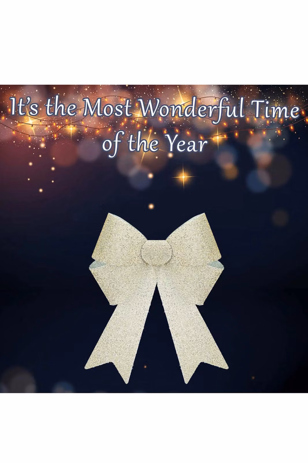 VFM e-Store Tinsel Bow Christmas Decoration in Gold and Beige, W/D/H: 22 x 32 x 7 cm – 2