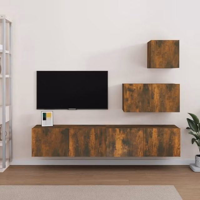 Berkfield Home 4 Piece Modern TV Cabinet Set in Smoked Oak Brown Engineered Wood