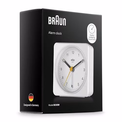 Braun Classic Analogue Alarm Clock with Snooze and Light in White – 3