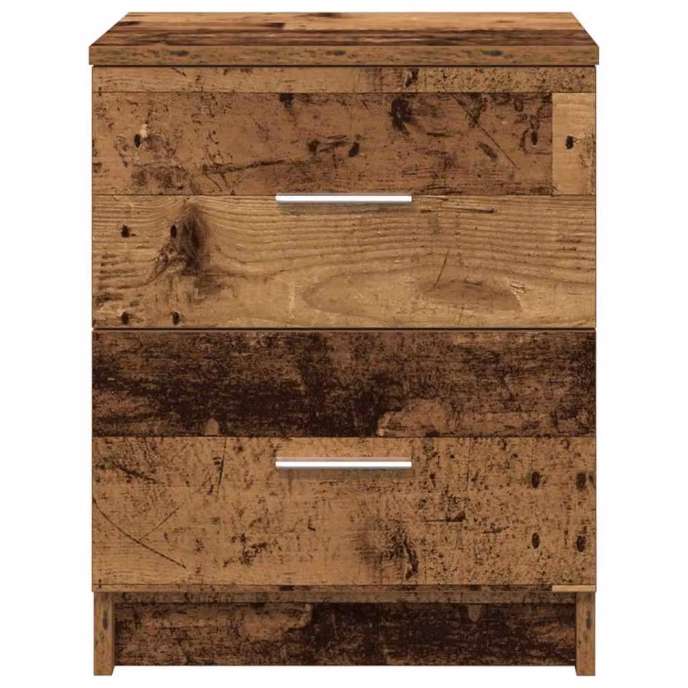 Berkfield Home Set of 2 Durable Bedside Cabinets with 2 Drawers in Brown Old Wood, W/D/H: 40 x 36 x 50 cm – 3