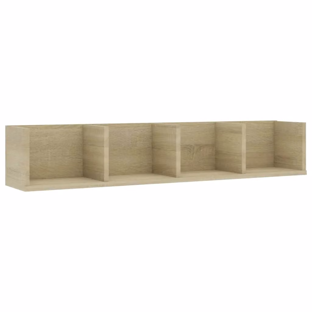 Berkfield Home Sonoma Oak CD Wall Shelf in Beige, W/D/H: 100 x 18 x 18 cm – 2