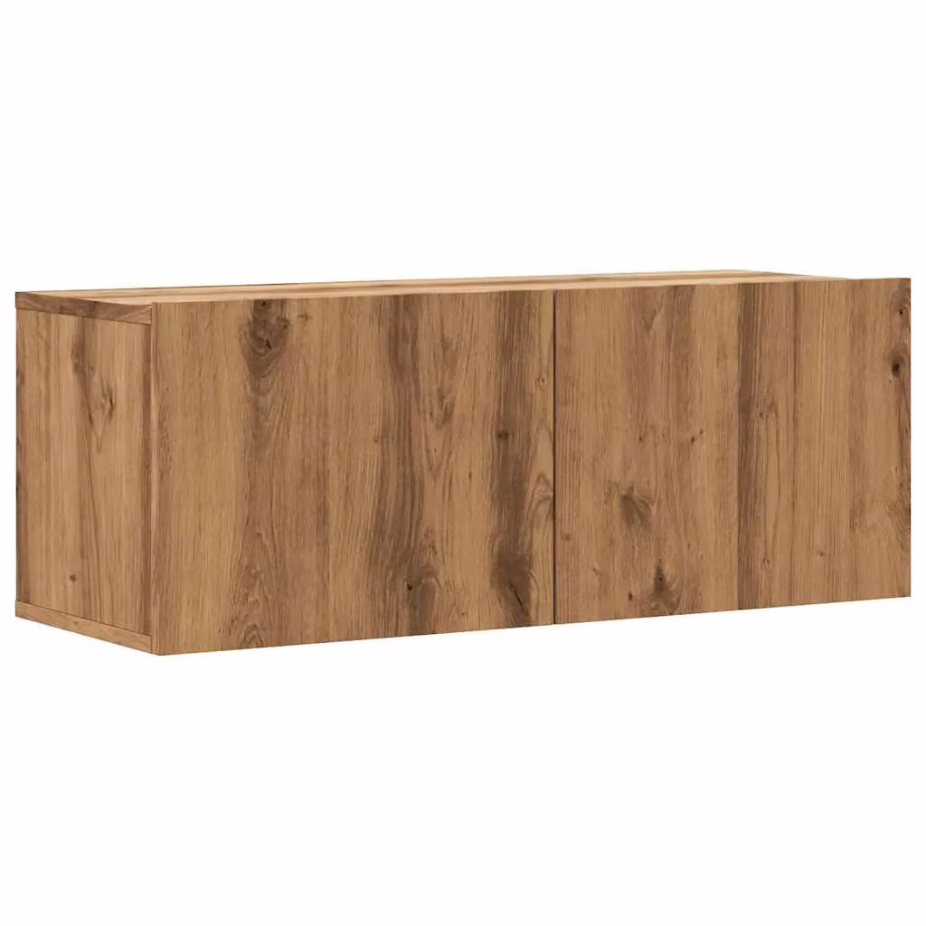 Berkfield Home Artisan Oak Wall Mounted TV Cabinet in Brown, W/D/H: 80 x 30 x 30 cm – 2