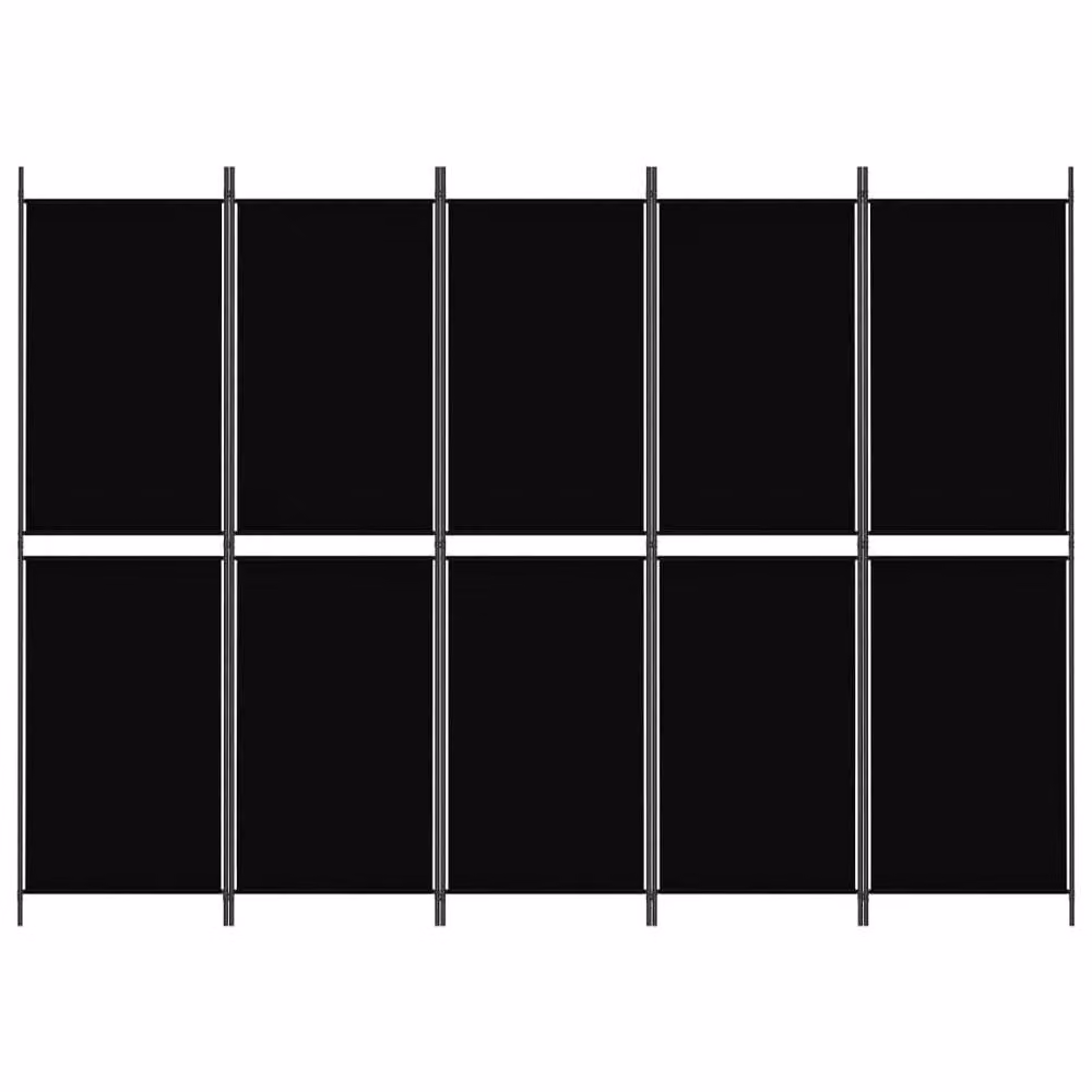 Berkfield Home 5-Panel Fabric Room Divider, Black, W: 250 cm, H: 180 cm – 2