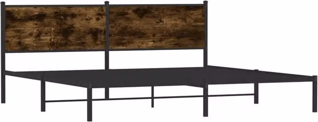 Berkfield Home Metal and Oak Bed Frame in Brown, W/D/H: 193 x 198 x 91.5 cm
