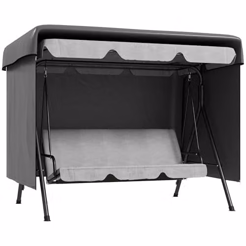 Outsunny 3 Seater Patio Swing Chair Bench Cover, Dark Grey, W: 155 cm, D: 215 cm, H: 150 cm