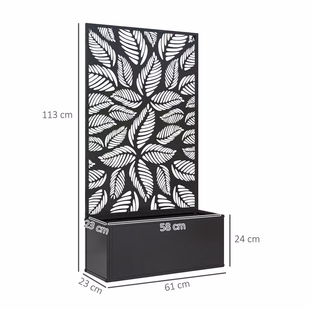 STILVORA Black Metal Raised Planter with Trellis, H 113 cm x W 58 cm x D 30 cm – 3