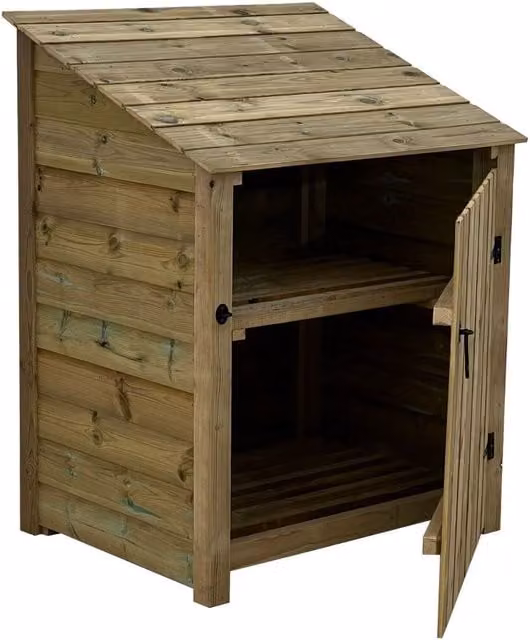 Arbor Garden Solutions Premium Wooden Tongue and Groove Log Store with Door and Kindling Shelf in Natural Light Green