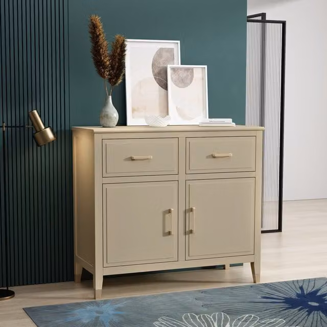 Palazzi 2 Door 2 Drawer Sideboard in Clay Brown and Beige