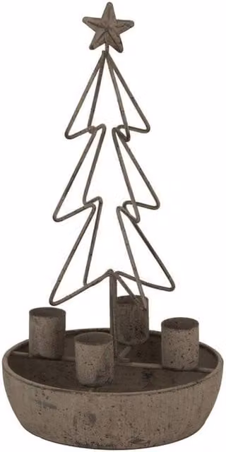 Lemon Pavilion Rustic Metal Tree and Star Tealight Candle Holders in Bronze, W/D/H: 14 x 14 x 26 cm