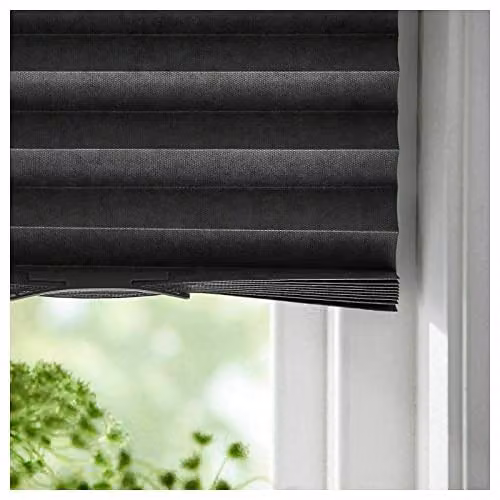 Caecus 6 Pack Self-Adhesive Single Pleat Blinds, Black, W: 90 cm, H: 150 cm – 3