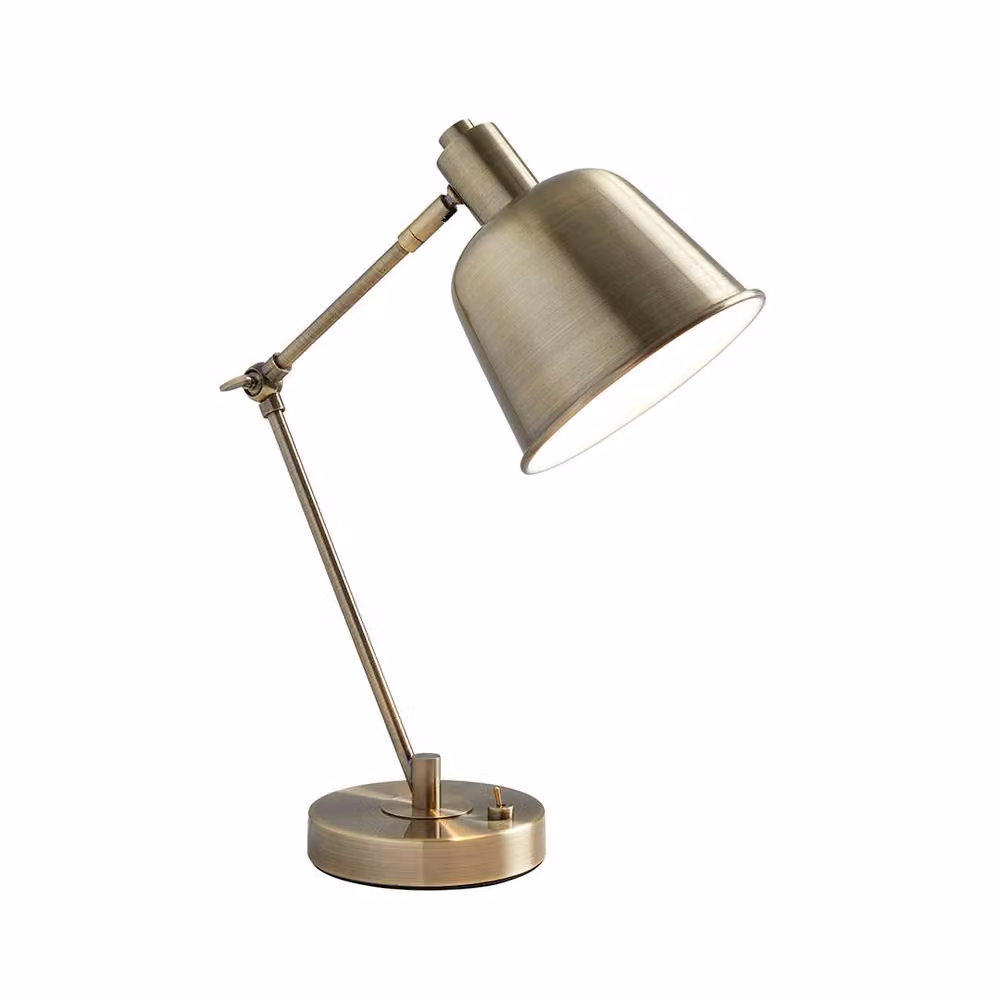 Pagazzi Erik Metal Table Lamp in Gold and White, Height: 40 cm, Width: 15 cm, Depth: 15 cm – 2