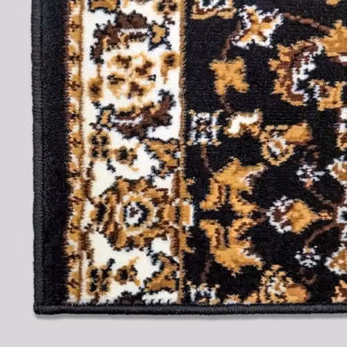 runrug Black Traditional Stair Runner, Machine Woven Polypropylene Carpet, W: 80 cm, L: 600 cm, Thickness: 9 mm – 4